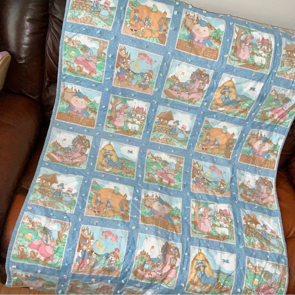 Vintage Kids Quilt Humpty Dumpty nursery rhymes baby blanket